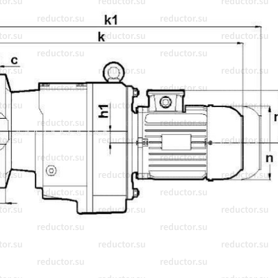 Мотор-редуктор NR203 — Габаритные и присоединительные размеры